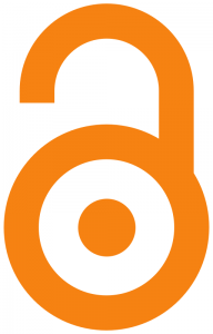 Open access logo - orange lock that is open on left side.