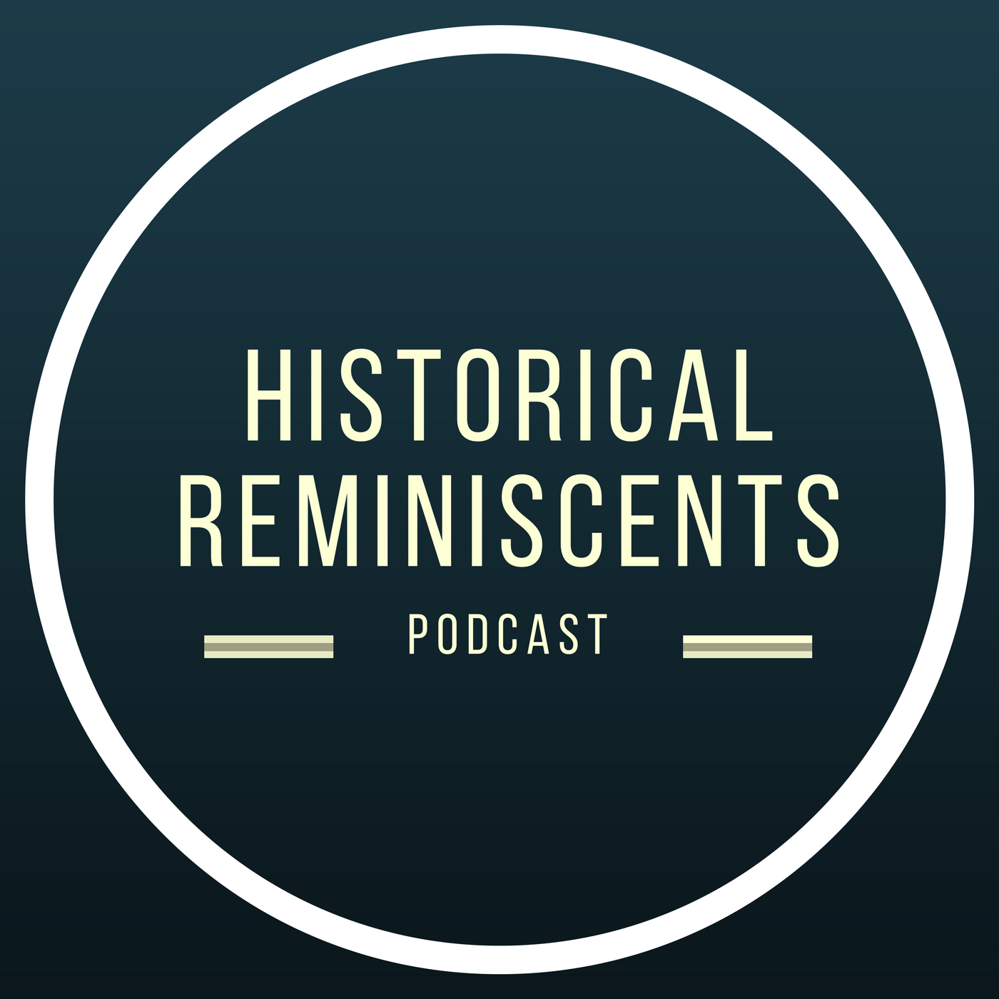 White circle on blue background with text reading "Historical Reminiscents Podcast"