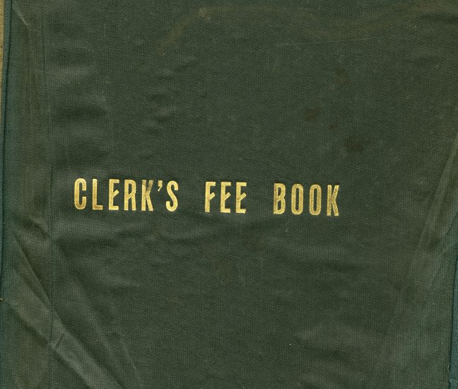 Cover of a green clerks fee book