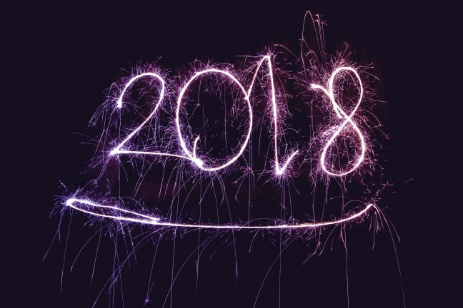 "2018" written with a sparkler