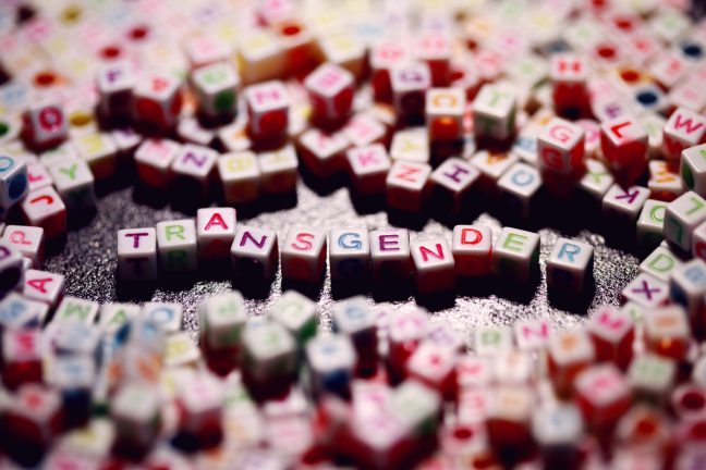 the word transgender written in blocks
