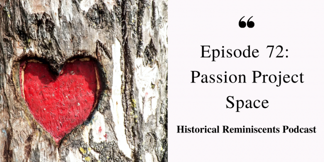 tree with a red heart carved into it, right side reads episode 71: passion project space
