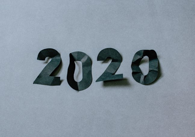 2020 made out of black construction paper